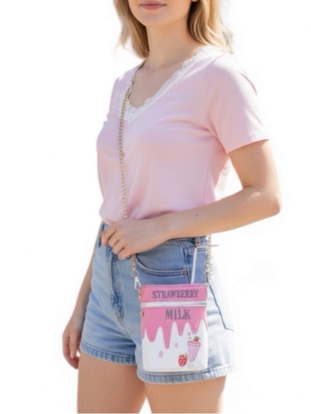 Strawberry Milk Crossbody novelty purse dopamine dressing Kawaii Lolita whimsy